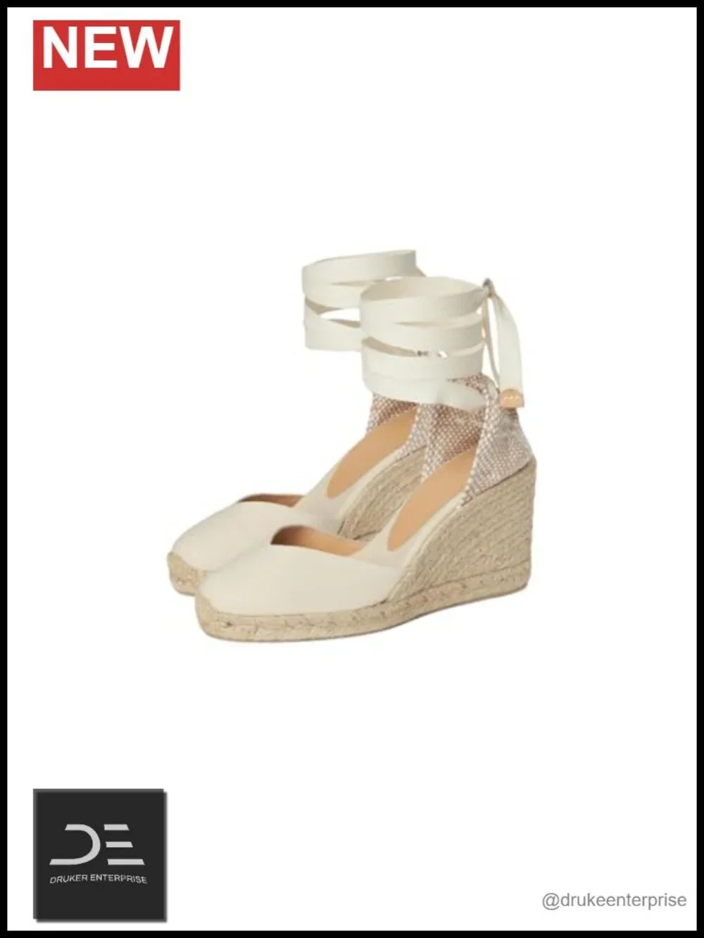 Wedge Espadrille Sandals with Jute Detail & Ankle Strap - Woven Back